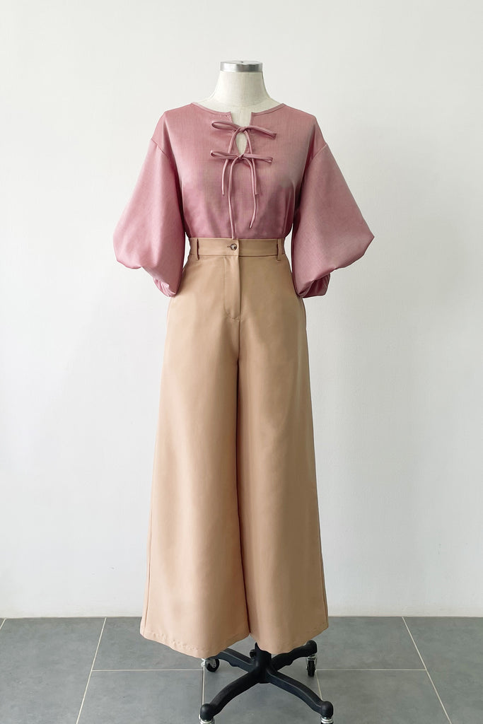 PALAZZO PANTS IN TAN BROWN