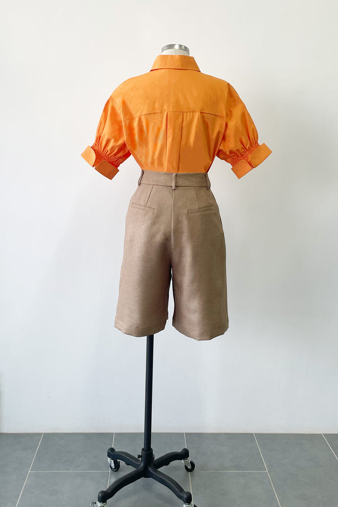 TEXTURED BERMUDA SHORTS IN BROWN