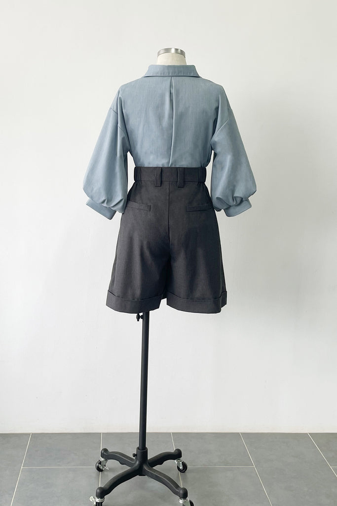 ELASTICATED WAIST SHORTS IN MELANGE GREY