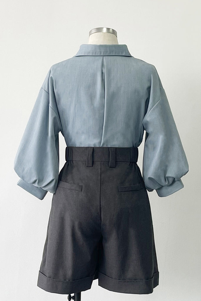 ELASTICATED WAIST SHORTS IN MELANGE GREY