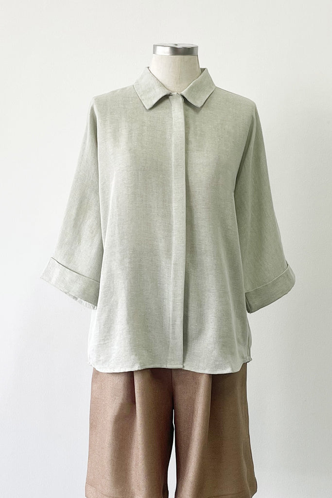 EXTENDED SLEEVES SHIRT IN GREEN