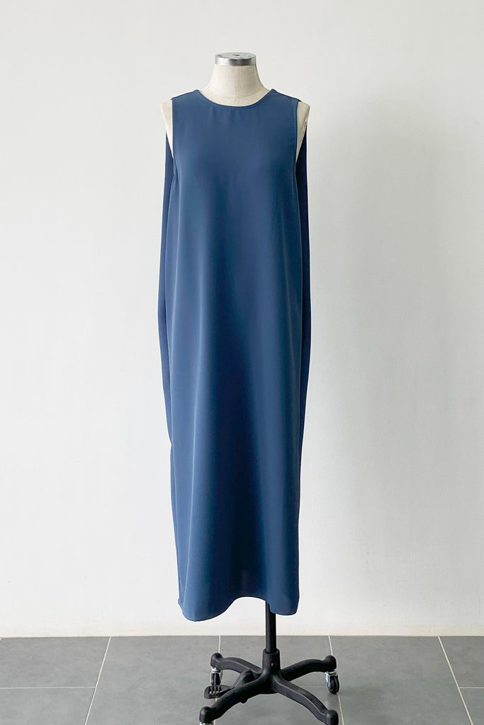 ORIGAMI DRESS IN DUSTY BLUE