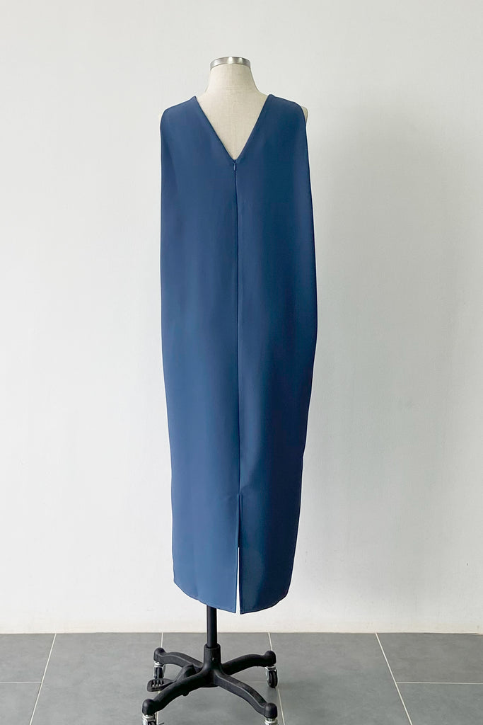 ORIGAMI DRESS IN DUSTY BLUE
