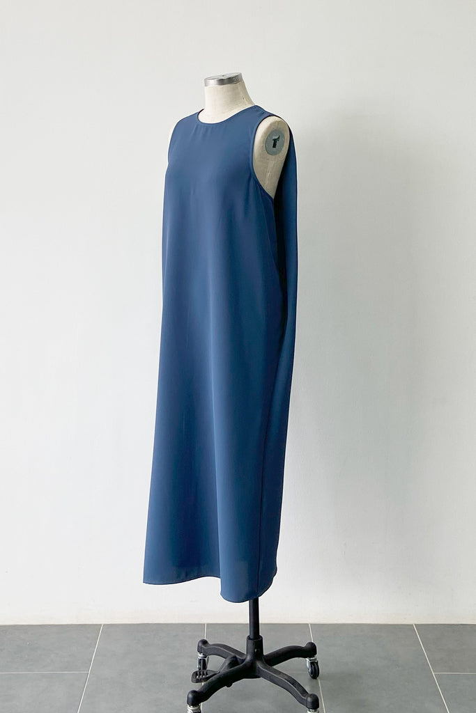 ORIGAMI DRESS IN DUSTY BLUE