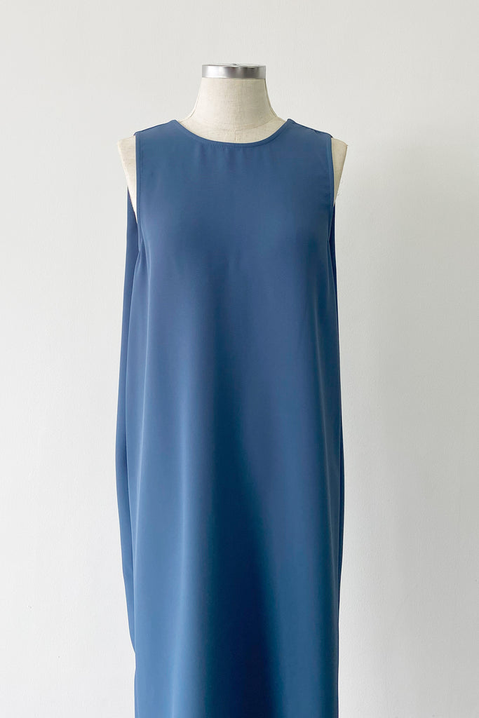 ORIGAMI DRESS IN DUSTY BLUE