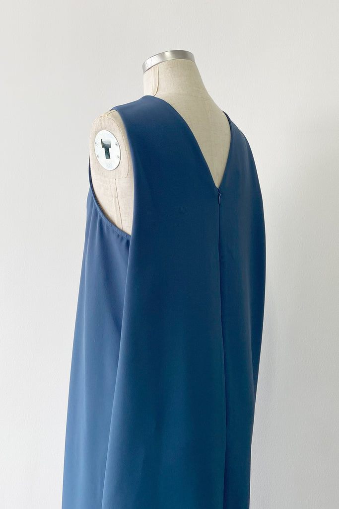 ORIGAMI DRESS IN DUSTY BLUE