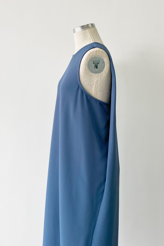 ORIGAMI DRESS IN DUSTY BLUE