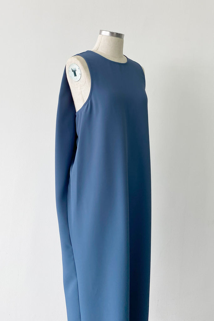 ORIGAMI DRESS IN DUSTY BLUE