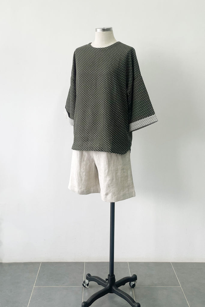 DOUBLE VOILE TUNIC TOP IN GREEN