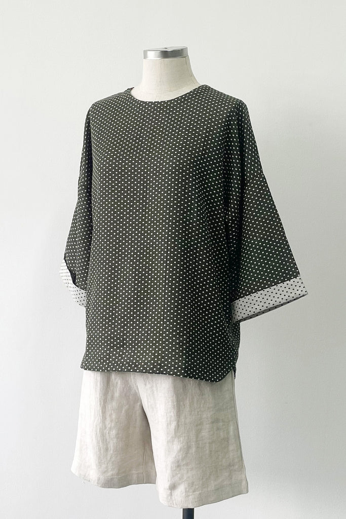 DOUBLE VOILE TUNIC TOP IN GREEN